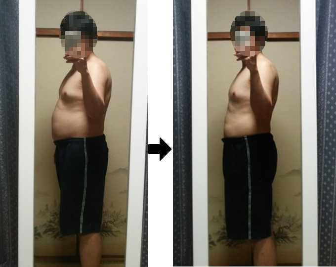 断食1週間後の体形の変化を写真で比較(前腹)